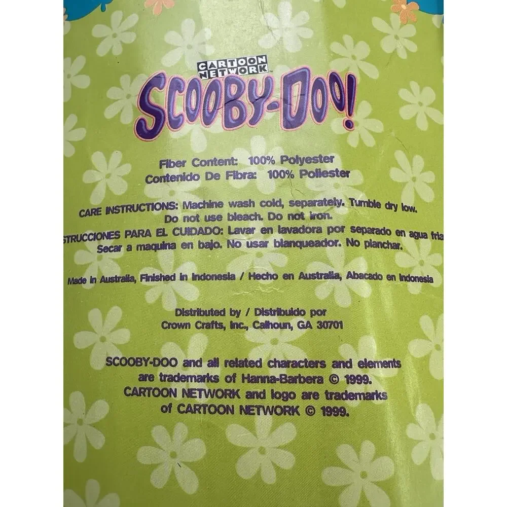 Vintage 1999 Scooby Doo Fleece Throw Blanket 46x63 Dog Bone Cartoon Network NWT